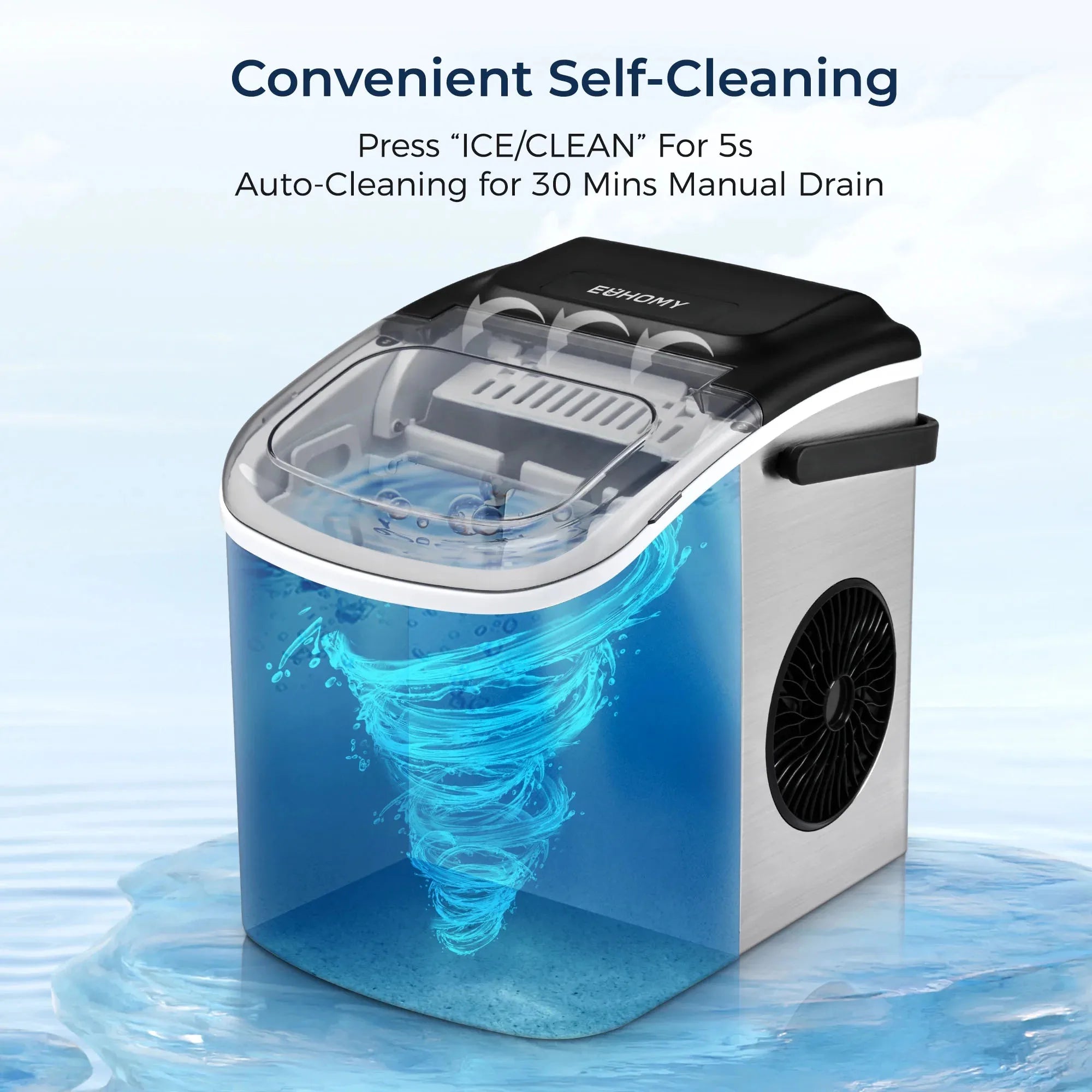 Countertop Ice Maker Machine with Handle, 9 Cubes in 6 Mins, Auto-Cleaning Portable Ice Maker - Circuit Hub Central