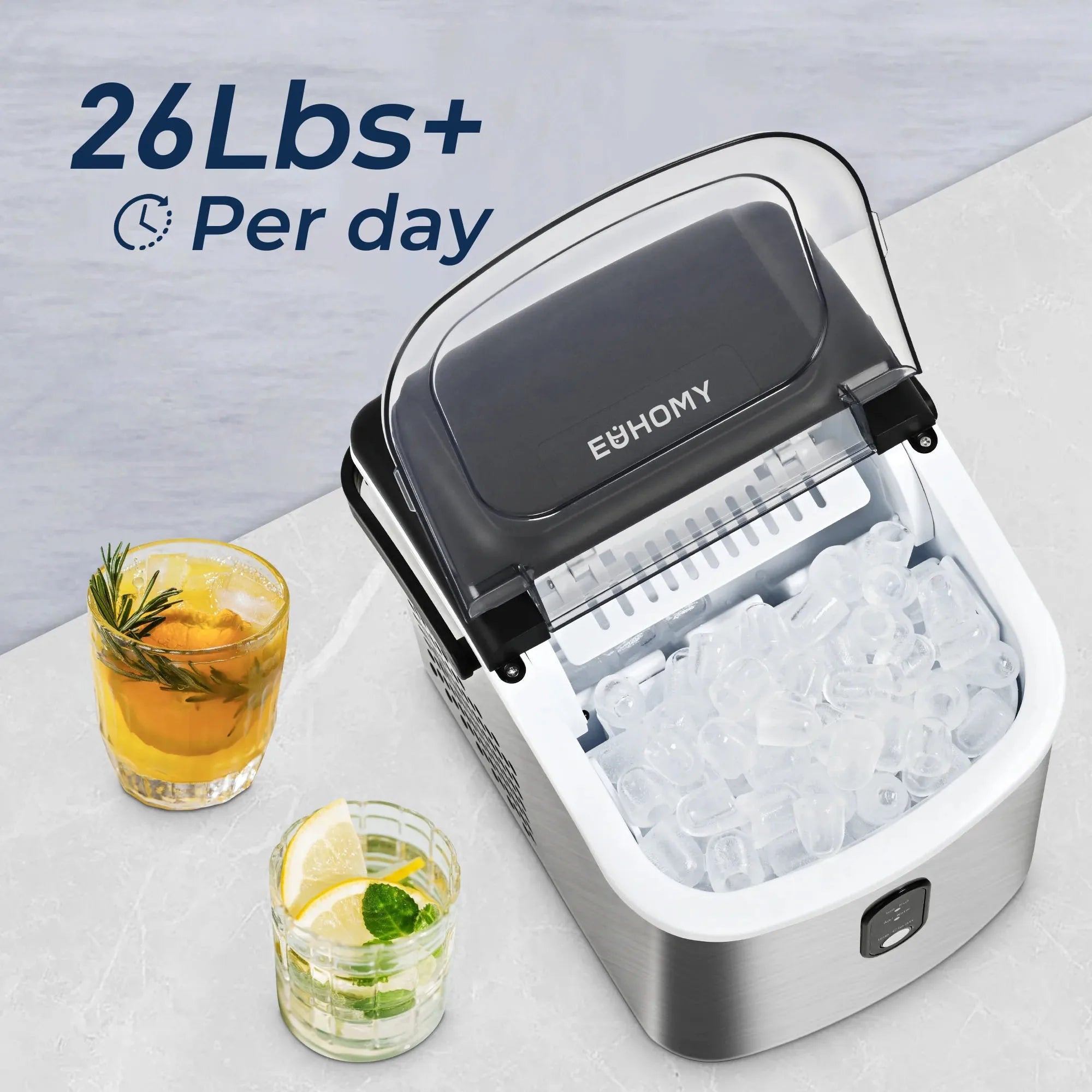 Countertop Ice Maker Machine with Handle, 9 Cubes in 6 Mins, Auto-Cleaning Portable Ice Maker - Circuit Hub Central