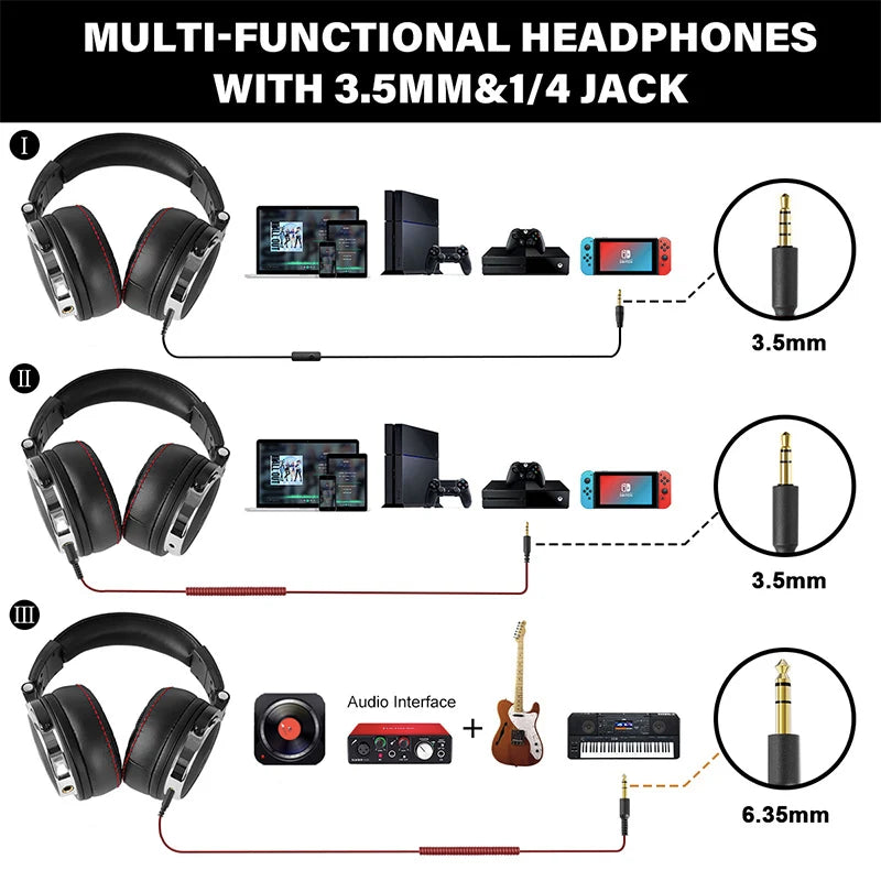 Oneodio Wired Professional Studio Pro 50 DJ Headphones With Microphone Over Ear HiFi Monitor - Circuit Hub Central