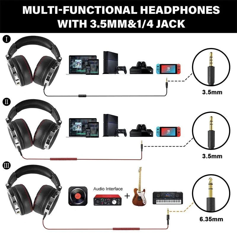 Oneodio Wired Professional Studio Pro 50 DJ Headphones With Microphone Over Ear HiFi Monitor - Circuit Hub Central