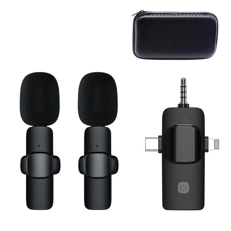 3 in 1 Professional Wireless Lavalier Microphone for phones and Camera