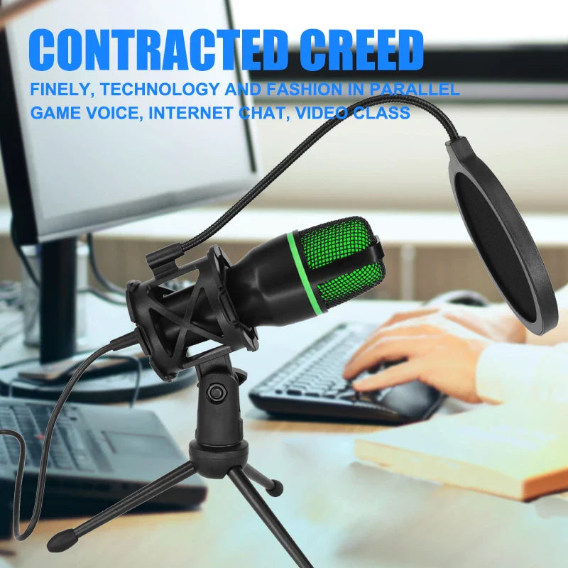 Professional USB Condenser Microphone For PC YouTube Podcasts Vocals