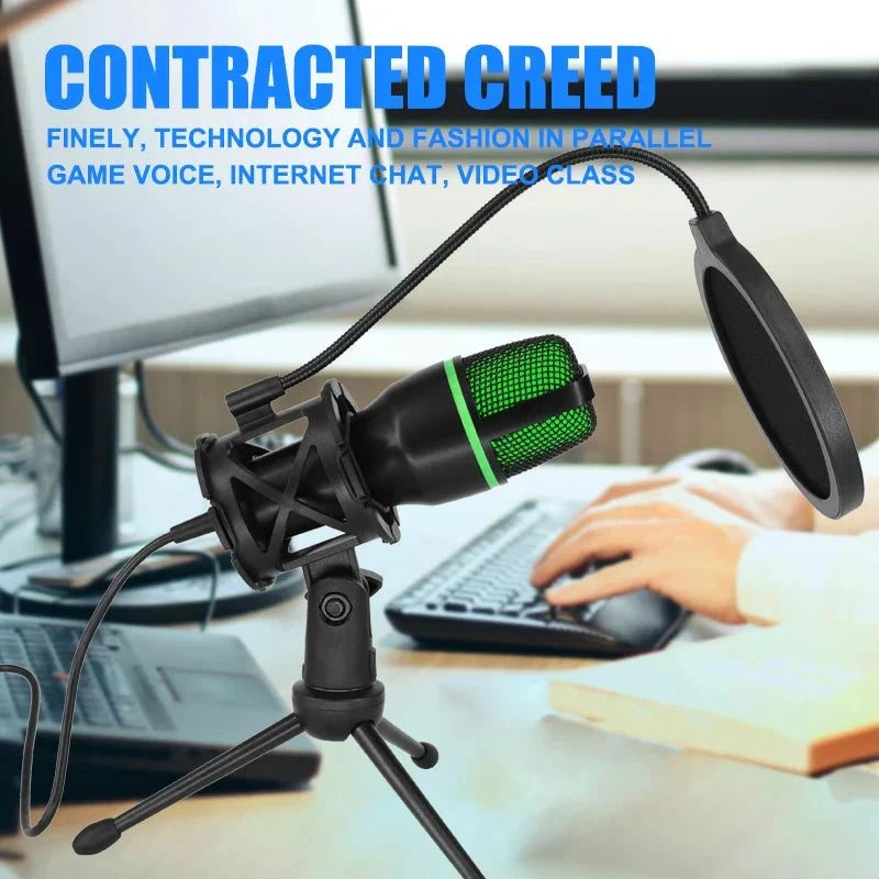 Professional USB Condenser Microphone For PC YouTube Podcasts Vocals