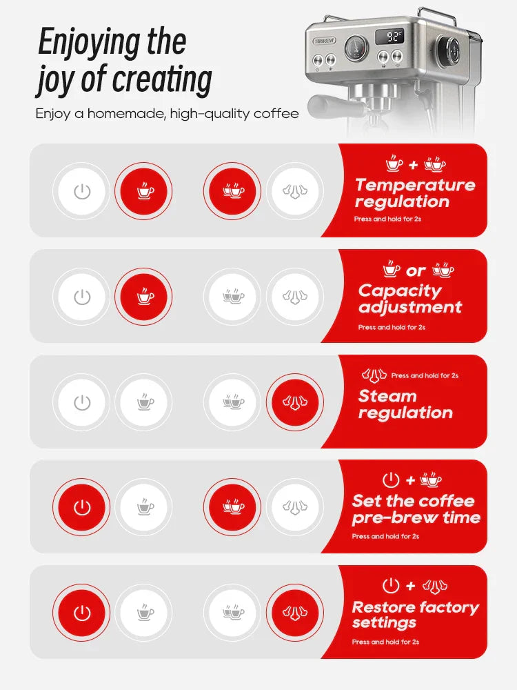 HiBREW 20Bar Semi Automatic Espresso Cold and Hot Coffee Machine