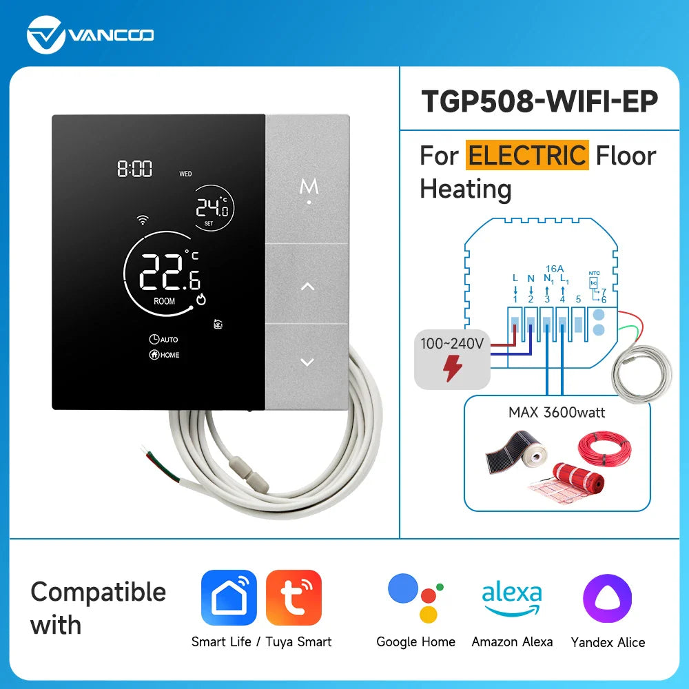 WiFi Thermostat Smart Home Electric Underfloor Heating Temperature
