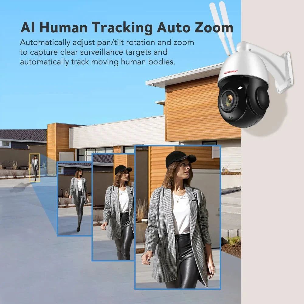 Outdoor Camera 8MP 5MP 4G Sim Card WIFI POE AI Auto Tracking