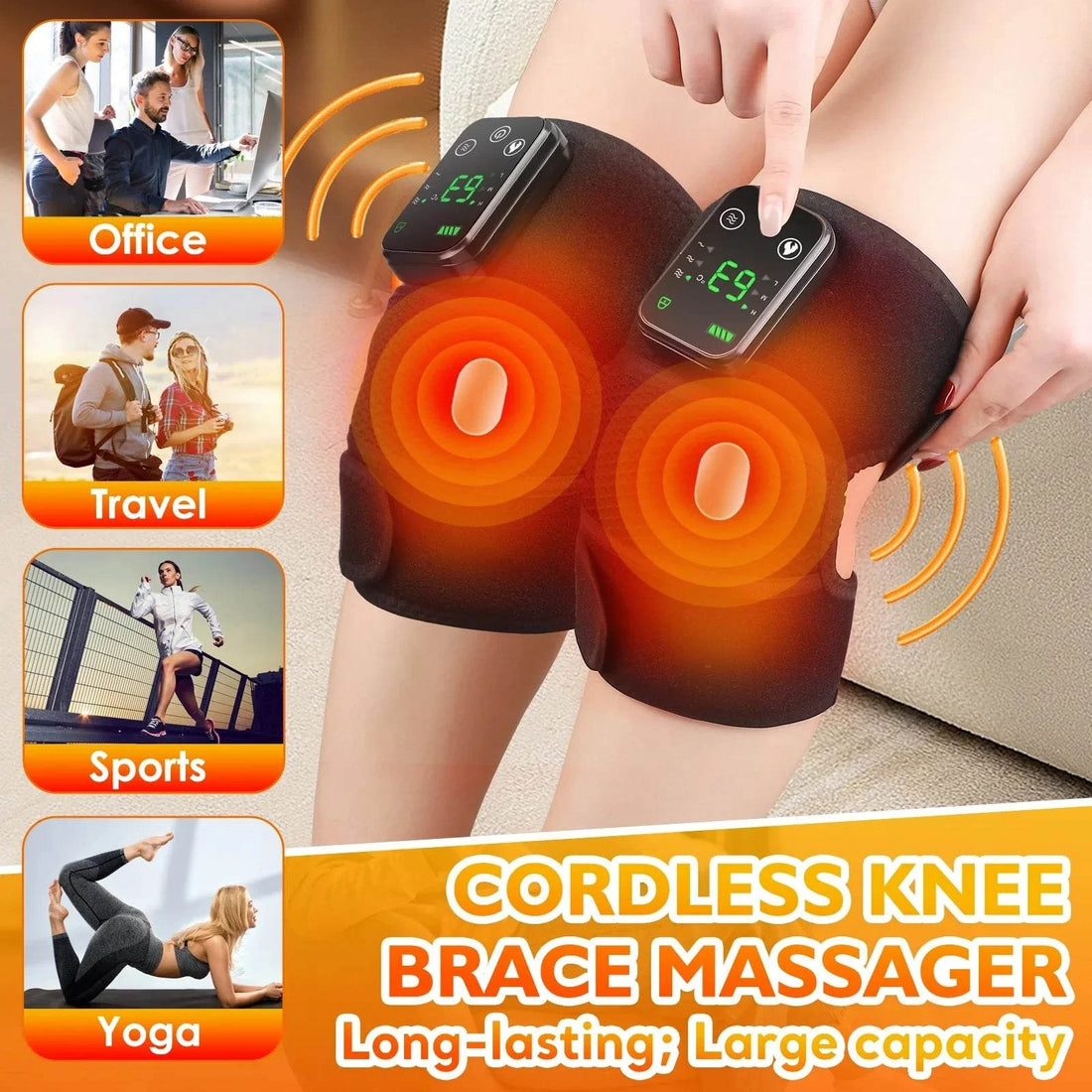 Thermal Knee Massager 3 In Heating Pad Electric Vibration