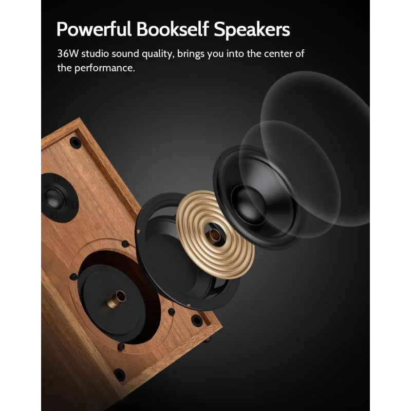 Turntable HiFi System with 36 Watt Bookshelf Speakers