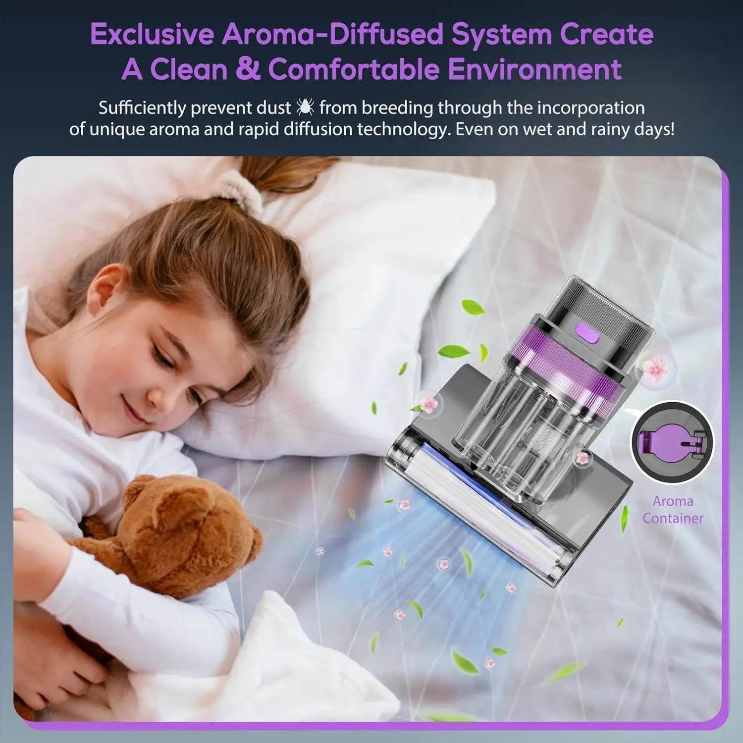 Dual-Cup design mattress vacuum cleaner for superior dust separation