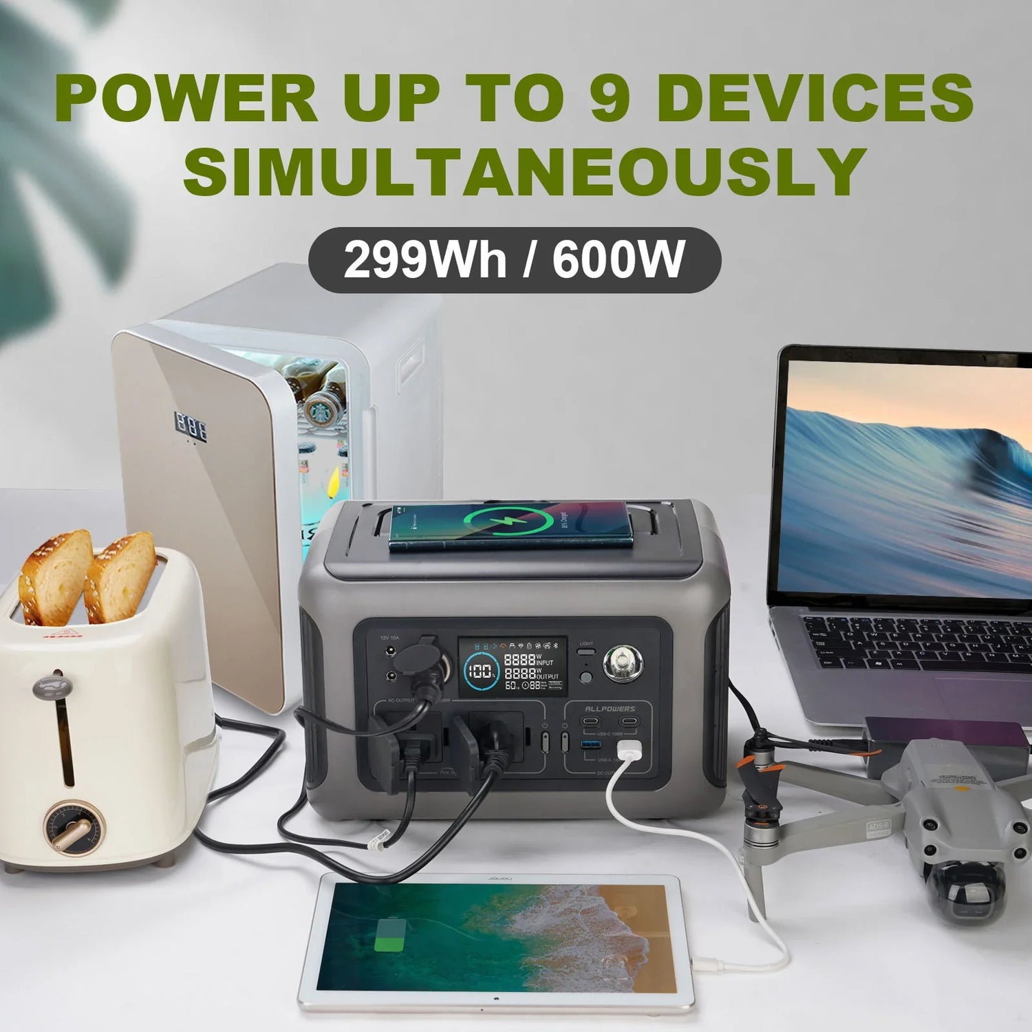 Portable Power Station299Wh LiFeP04 Battery with AC Outlet for Outdoor