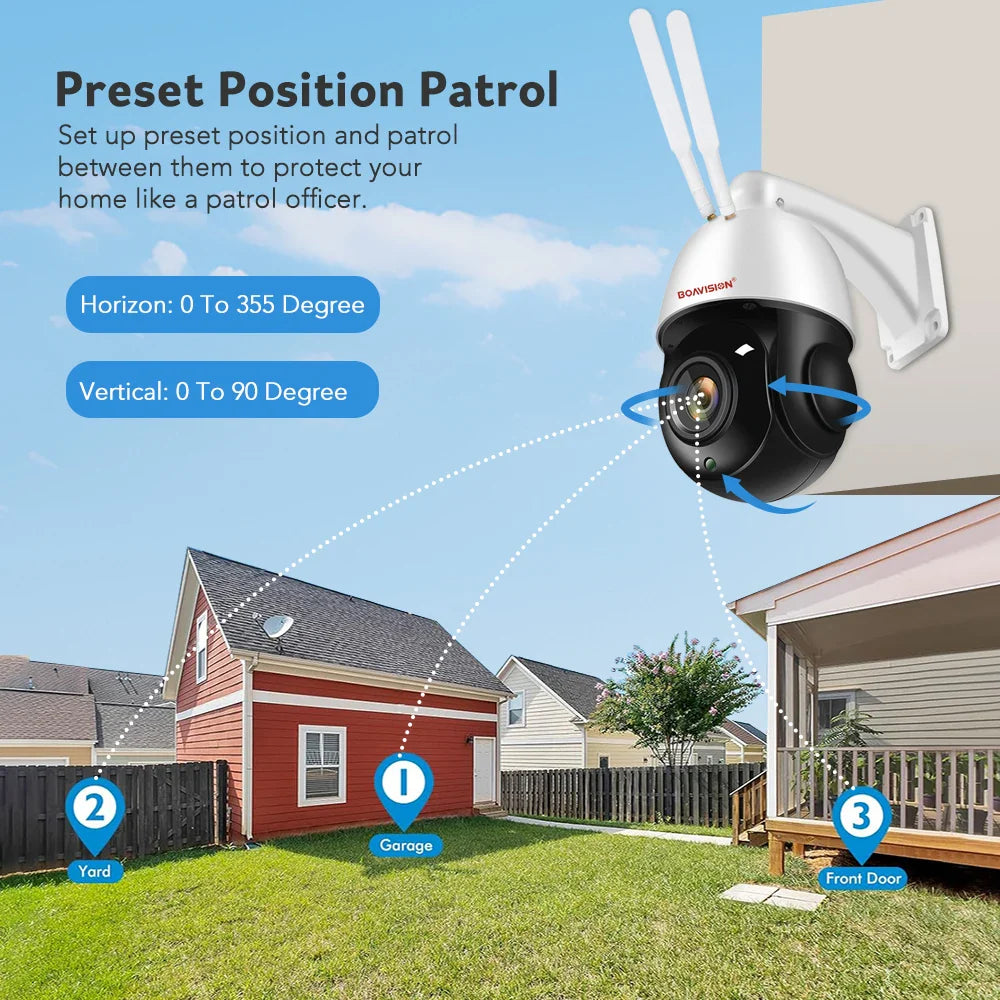 Outdoor Camera 8MP 5MP 4G Sim Card WIFI POE AI Auto Tracking