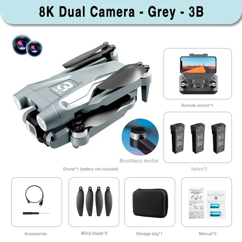 Pro Max GPS Drone  8K HD Dual Camera Obstacle Avoidance Foldable Quadcopter RC Distance 9000M - Circuit Hub Central
