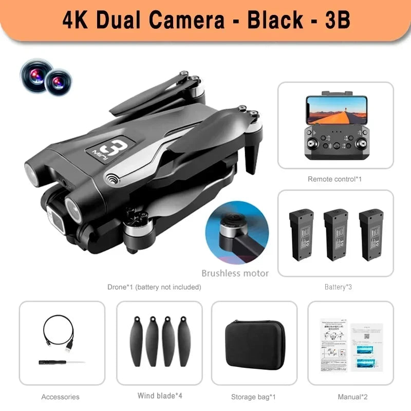 Pro Max GPS Drone  8K HD Dual Camera Obstacle Avoidance Foldable Quadcopter RC Distance 9000M - Circuit Hub Central