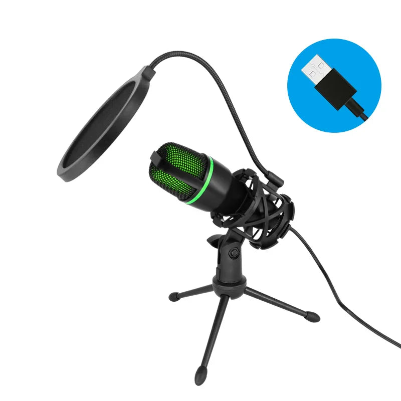 Professional USB Condenser Microphone For PC YouTube Podcasts Vocals