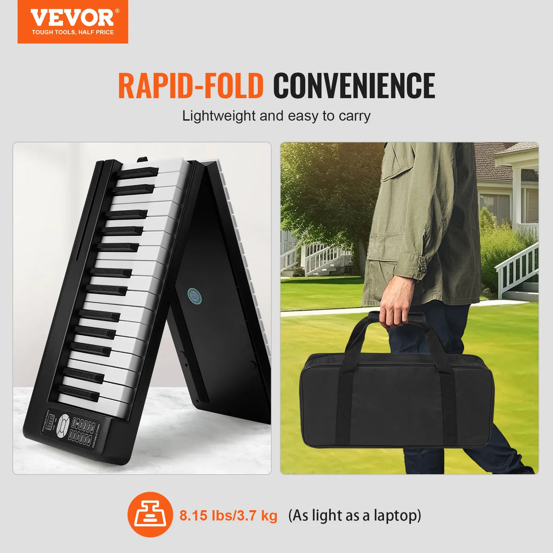 VEVOR 61 or 88 Key Folding Keyboard Bluetooth &amp; MIDI Electronic Digital Foldable Piano for Beginners - Circuit Hub Central