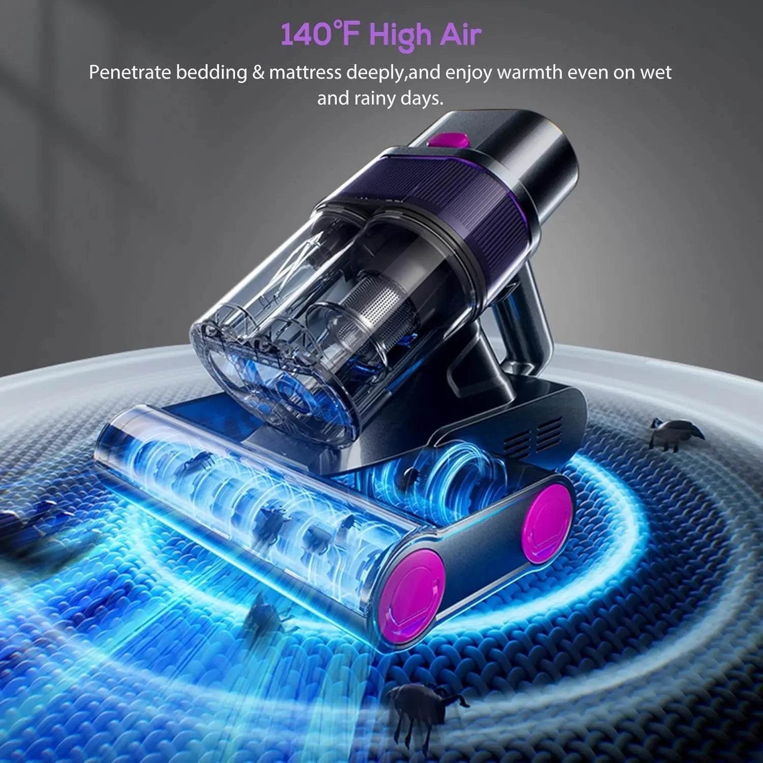 Mattress vacuum cleaner with 60℃ hot air drying and ultrasonic technology